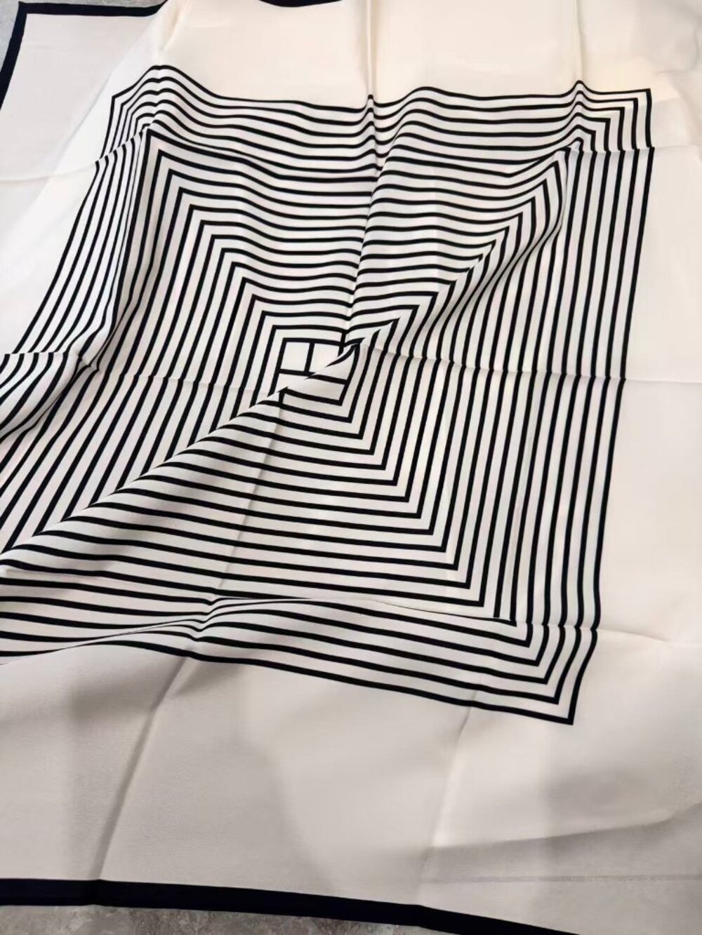 Toteme Black and Cream Geometric Silk Scarf - Picture 5 of 8